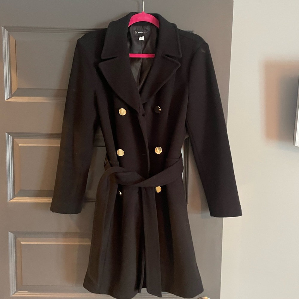 INC International Concepts Black Coat with Pink Lining